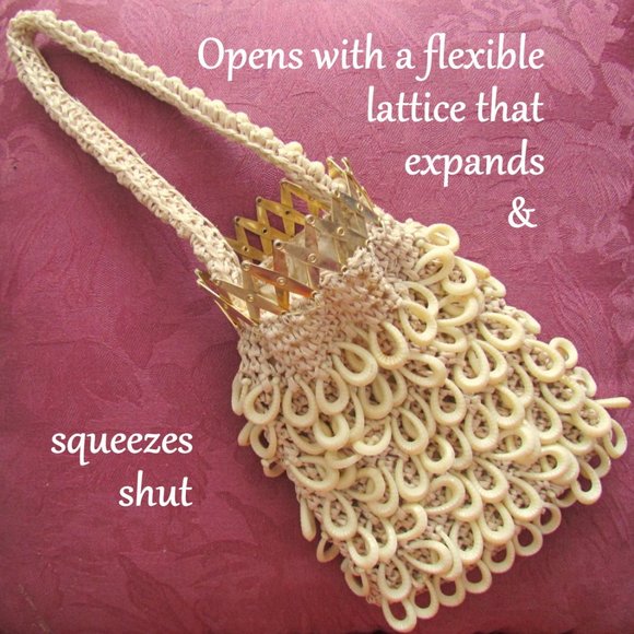 ROARING 20s BAG, 1920s ANTIQUE FLAPPER PURSE, UNIQUE OPENING, EXCELLENT VINTAGE - Picture 7 of 8